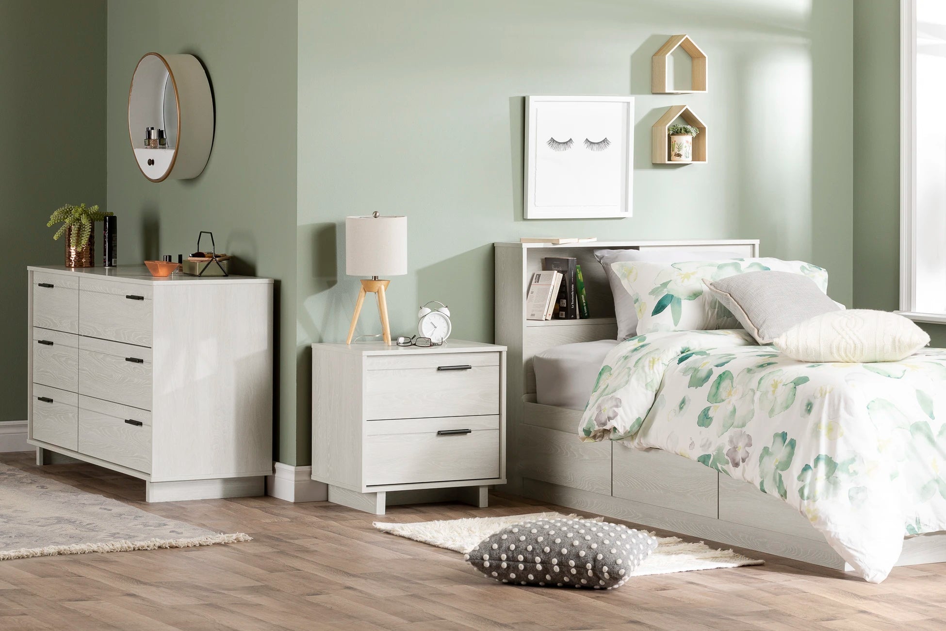 Storage Bed and Bookcase Headboard Set - Fynn