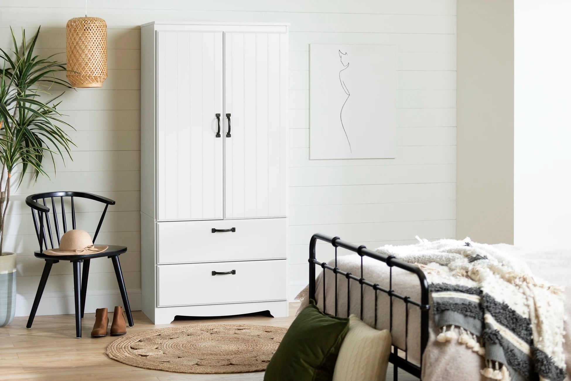 Wardrobe Armoire with Doors and Drawers - Farnel