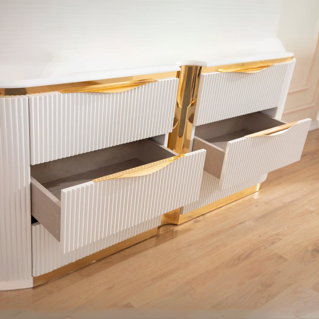 Aurelia – Ensemble de chambre à coucher – King – Blanc/Or