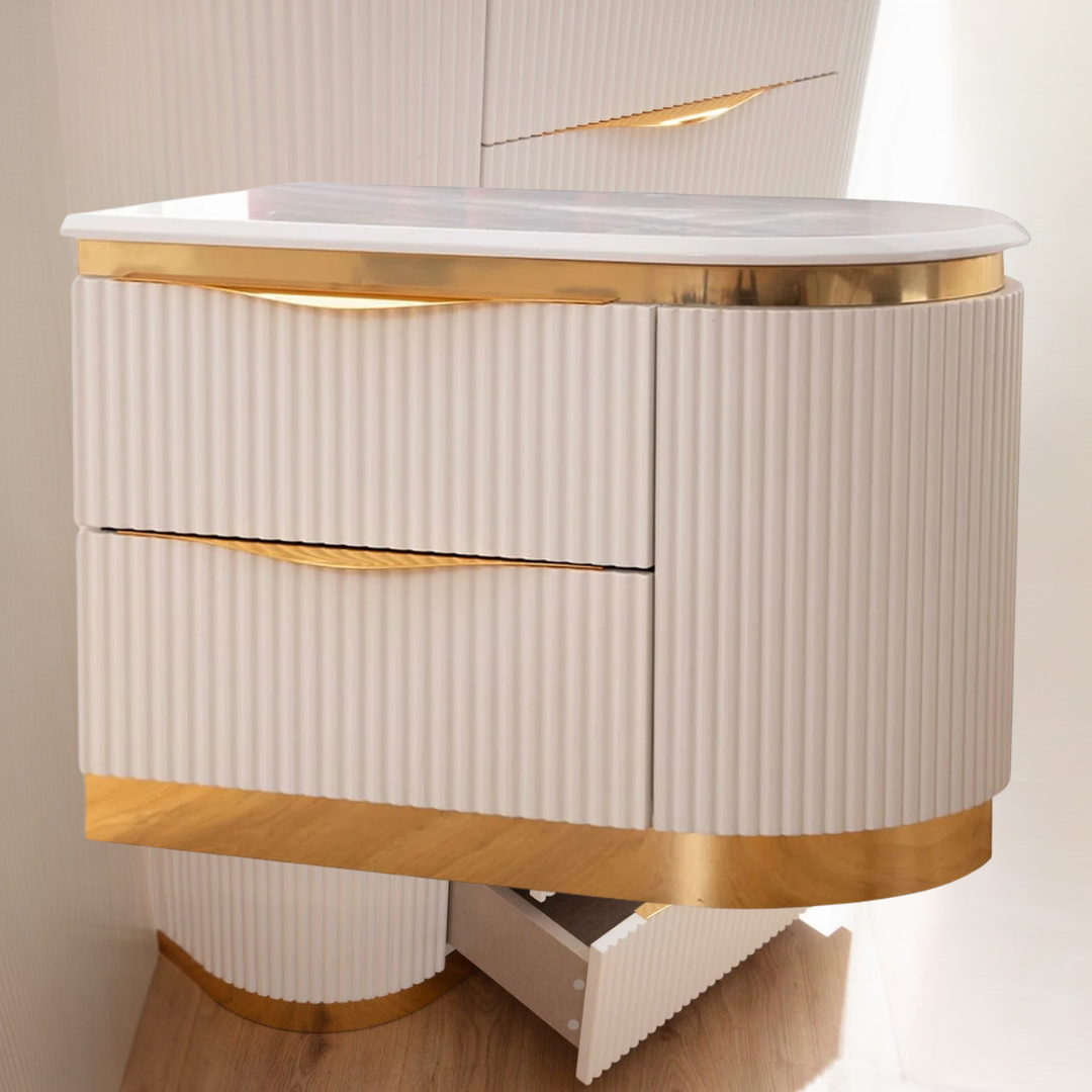 Aurelia – Ensemble de chambre à coucher – Queen – Blanc/Or