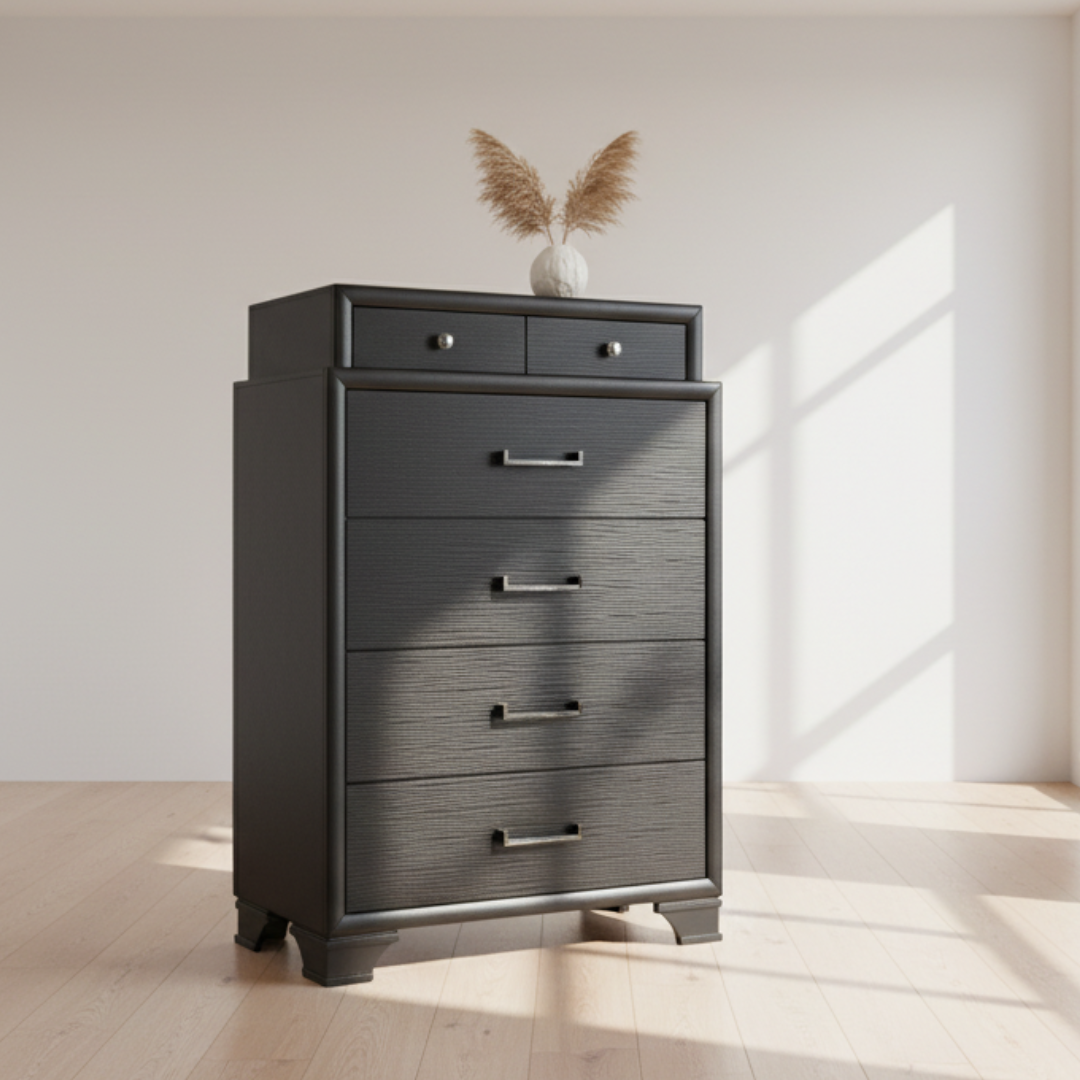 Allegra – Commode à 6 tiroirs – Laque grise