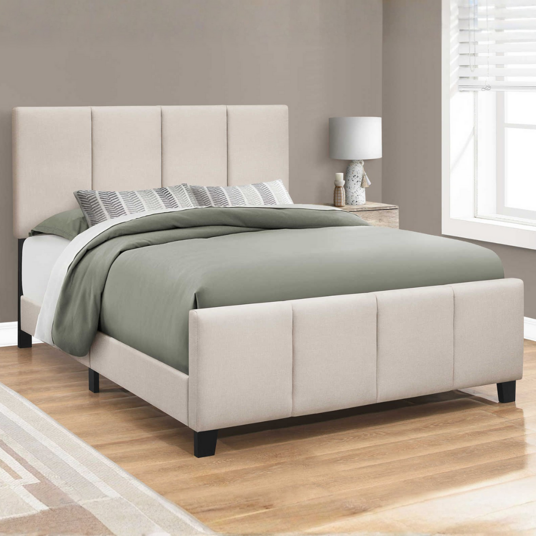 Avior – Queen Bed – Fabric (Beige Linen)