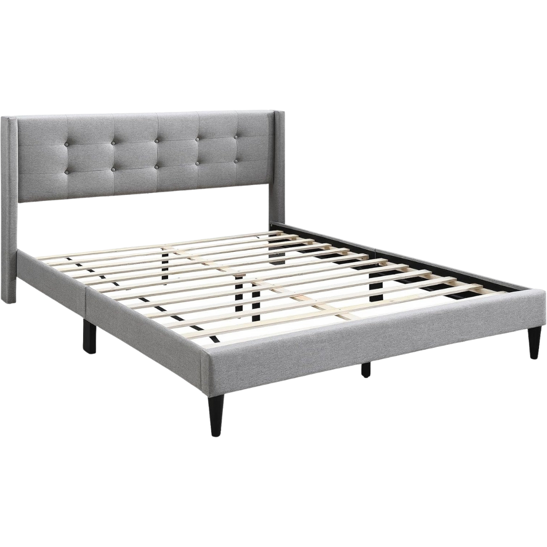 Belvyn – Lit Queen – Tissu (Gris)