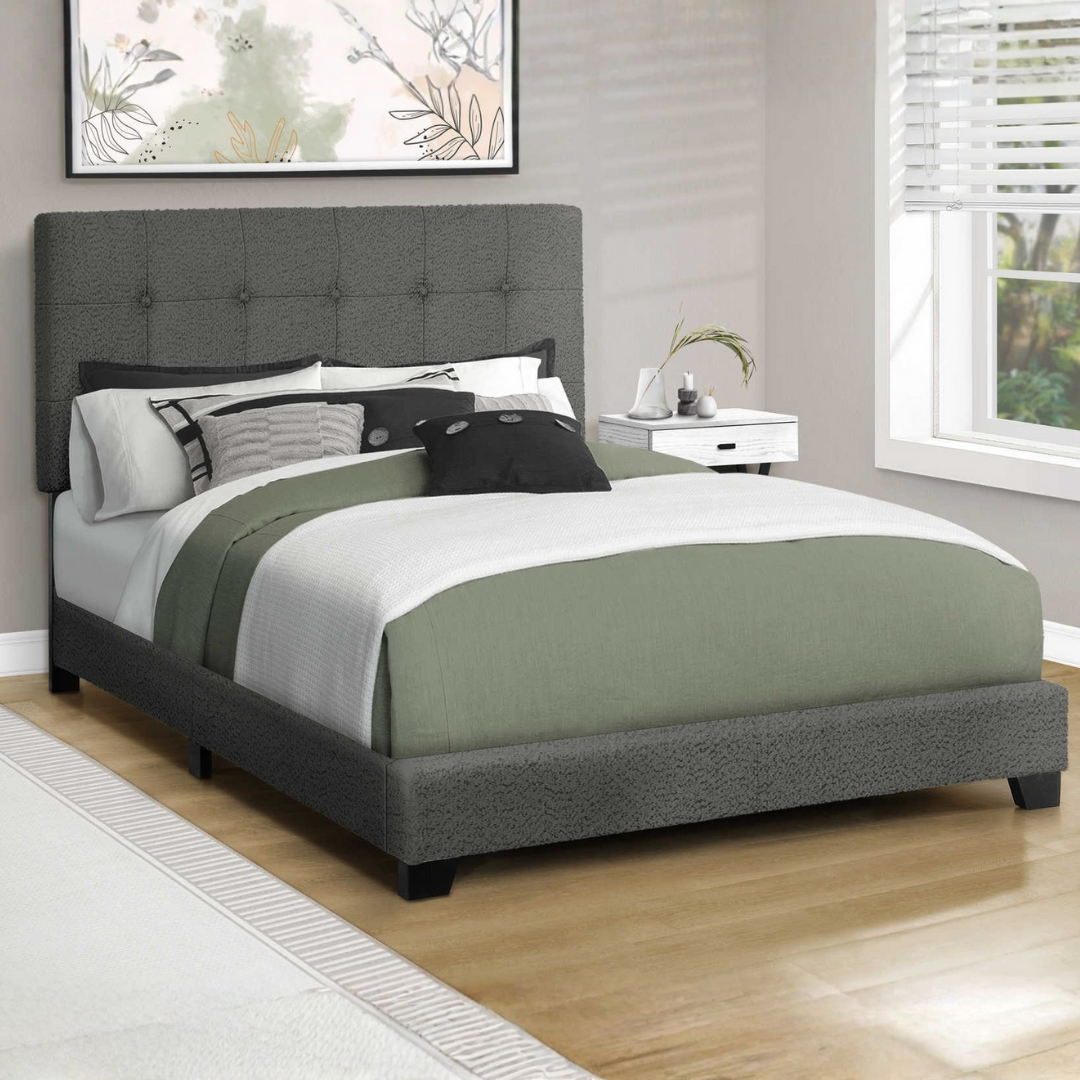 Bourel – Lit double – Boucle (Gris foncé)