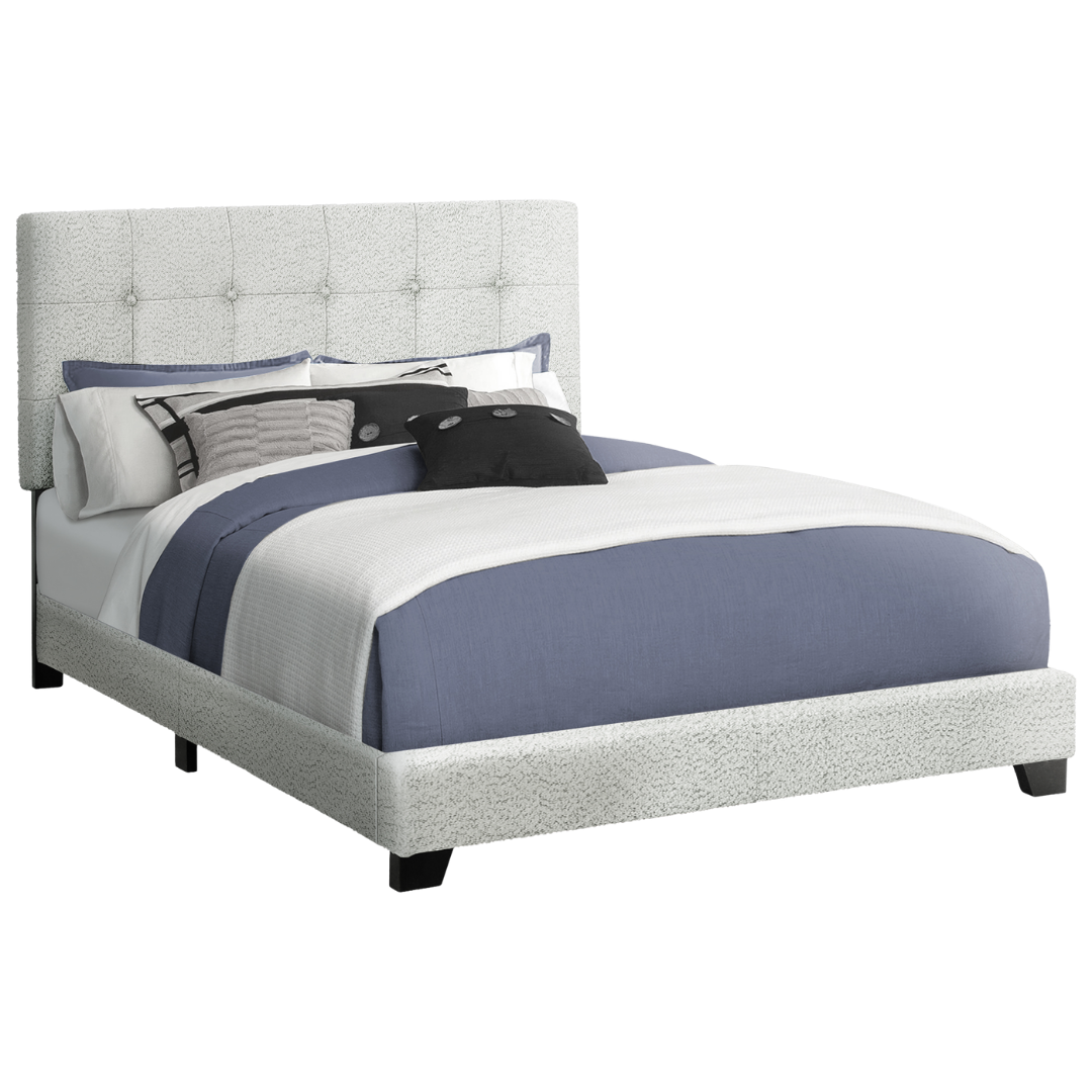 Bourel – Queen Bed – Boucle (Light Grey)