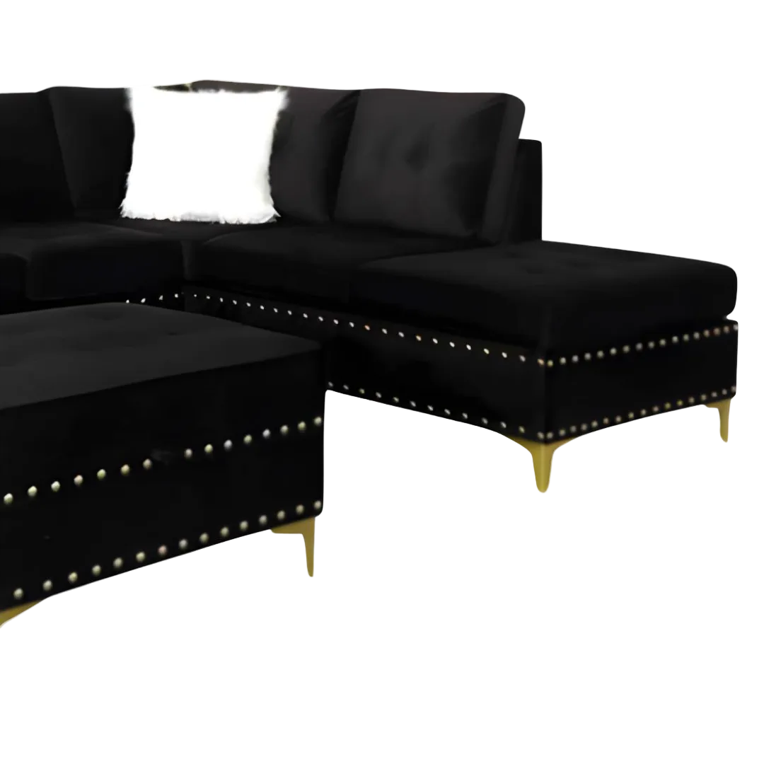 Brano – Canapé d'angle réversible – Velours noir