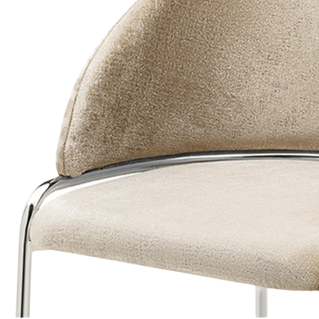 Onyxa – Set of 2 – Beige Velvet & Leopard-Print Dining Chair – Chrome Legs