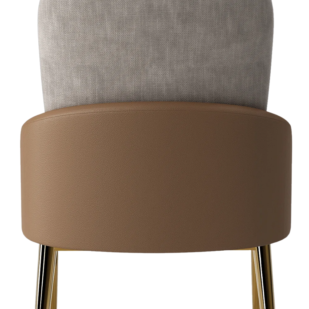 Berylia – Set of 2 – Mocha fabric & PU dining chair – gold legs