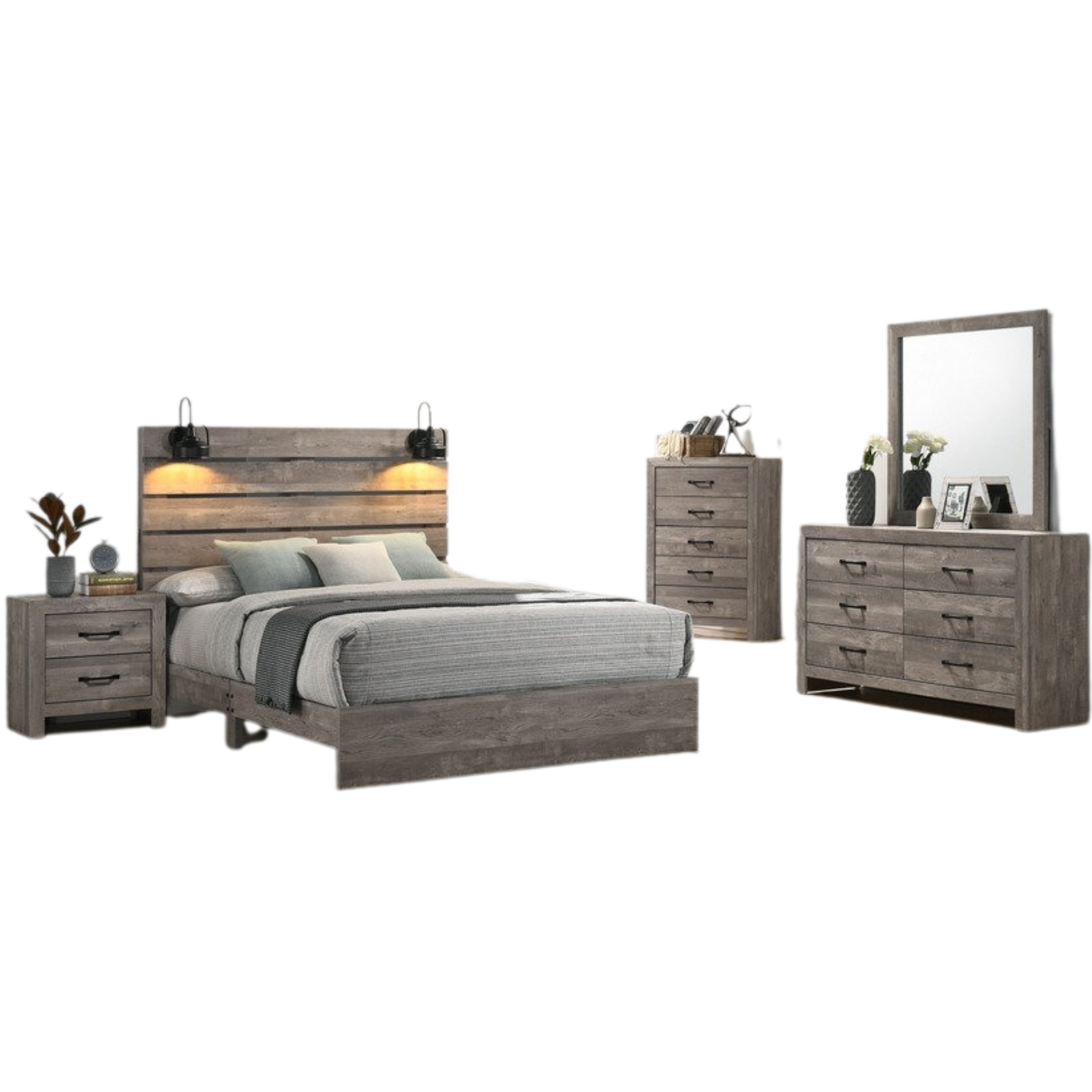 Queen Bedroom Set – Charlotte Driftwood Grey