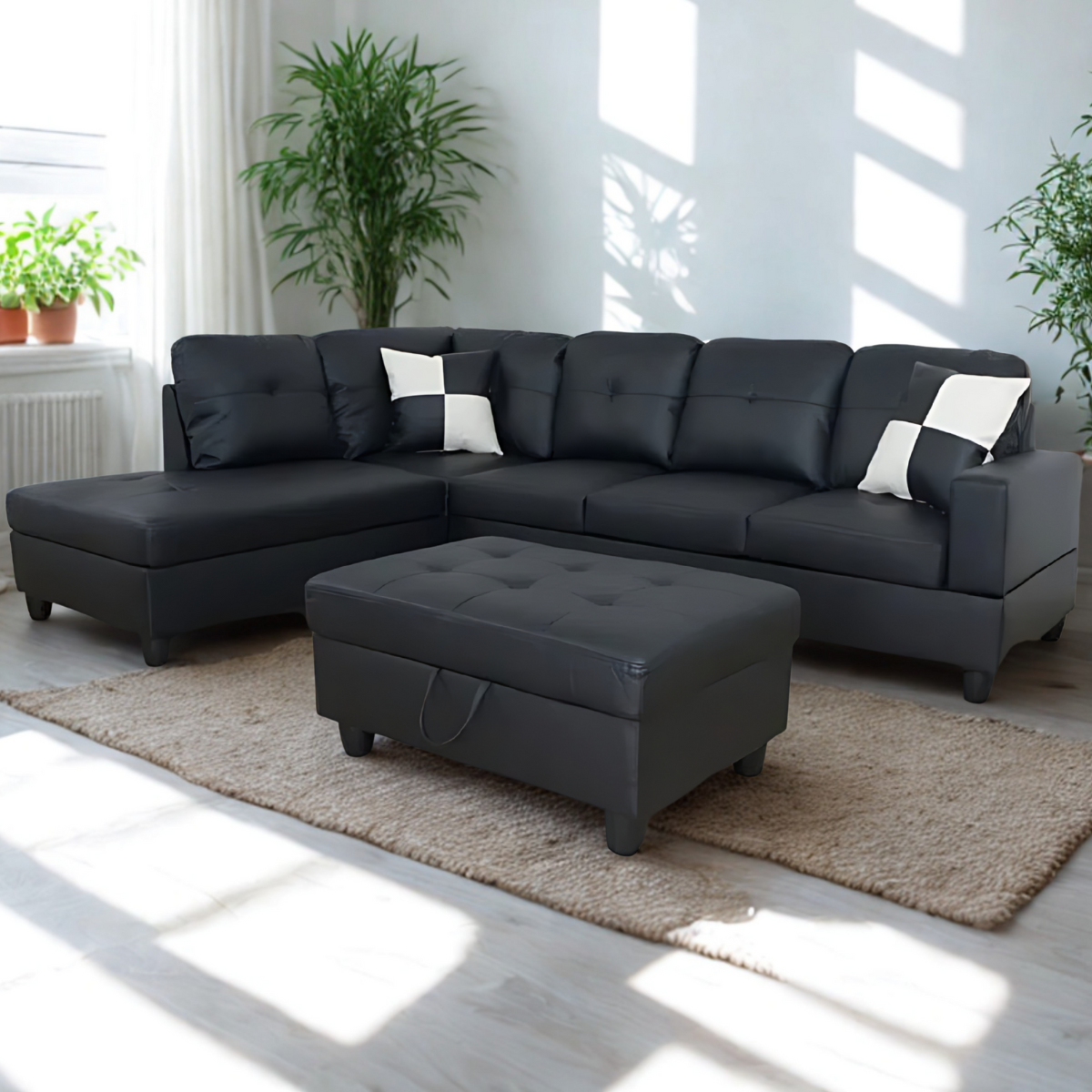 Sofa Montbel Noir Simili-cuir