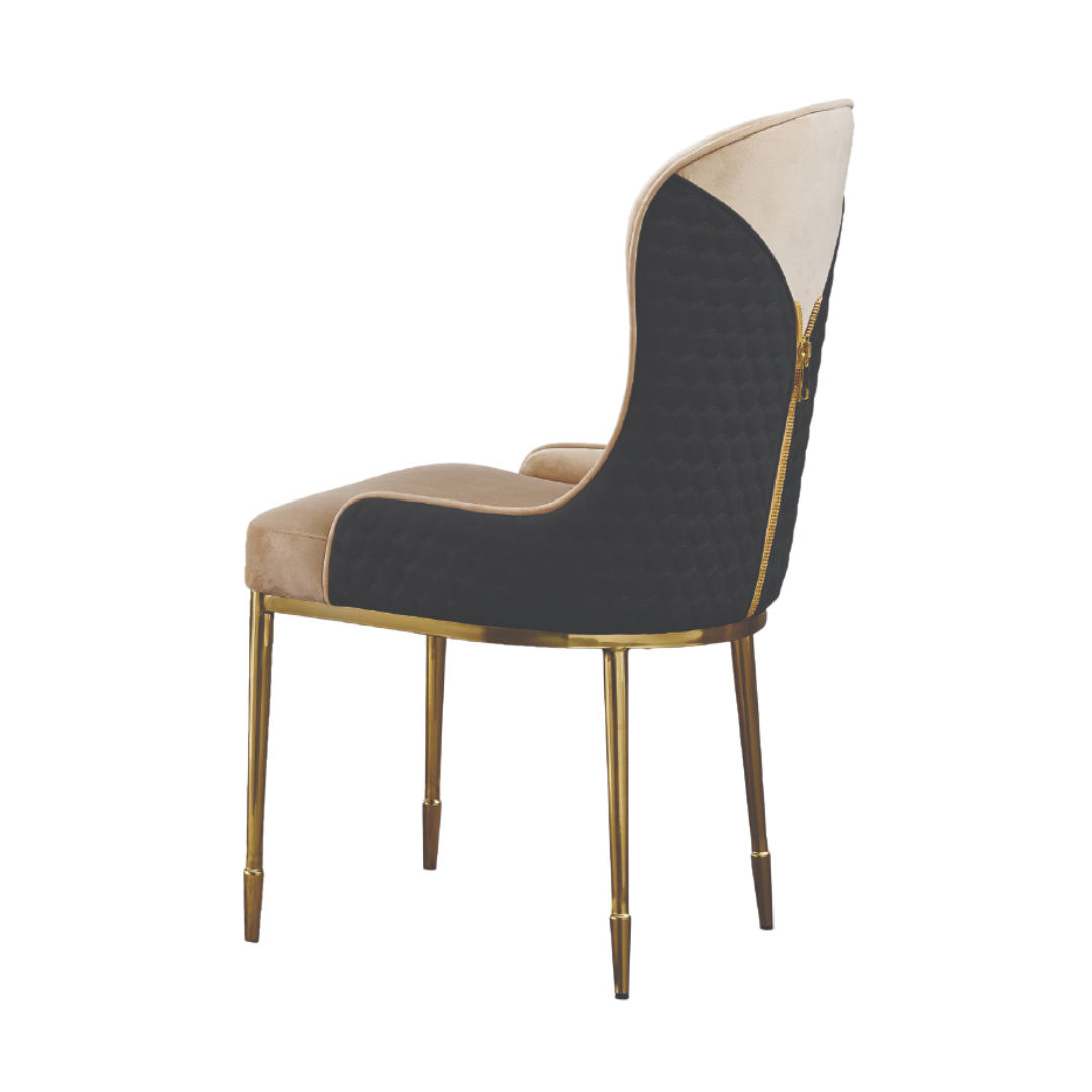 Norava – Lot de 2 chaises de salle à manger en velours noir, pieds dorés