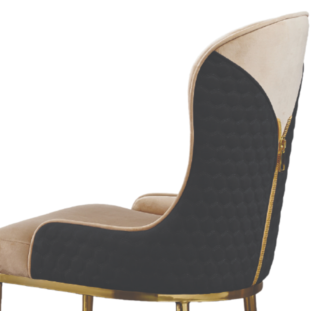 Norava – Lot de 2 chaises de salle à manger en velours noir, pieds dorés