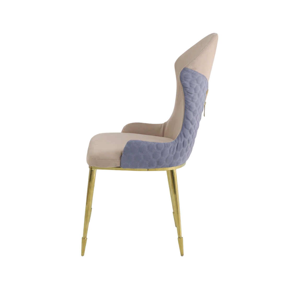 Norava – Lot de 2 chaises de salle à manger en velours beige, pieds dorés