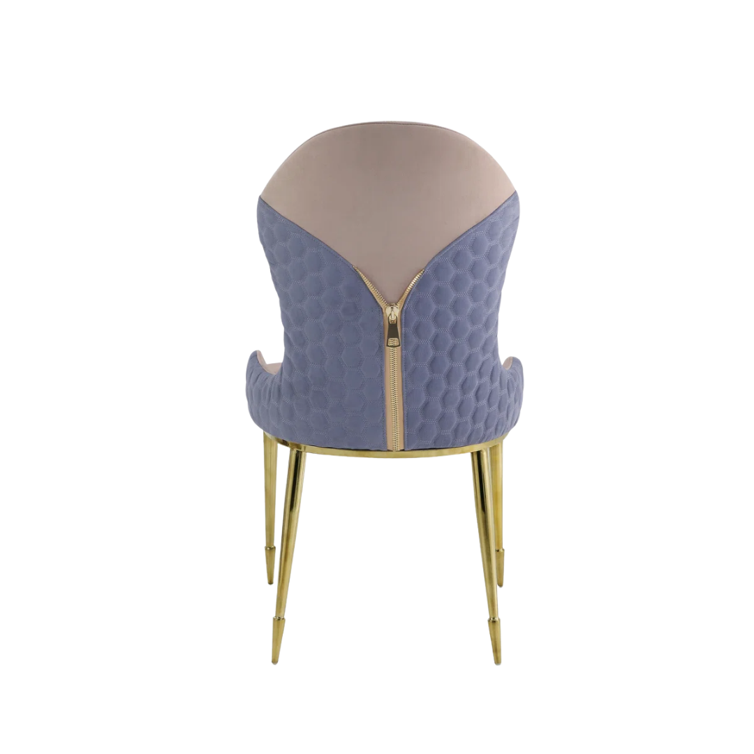 Norava – Lot de 2 chaises de salle à manger en velours beige, pieds dorés