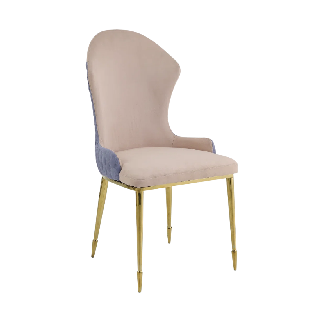 Norava – Lot de 2 chaises de salle à manger en velours beige, pieds dorés