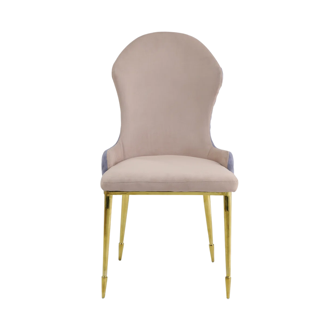 Norava – Lot de 2 chaises de salle à manger en velours beige, pieds dorés