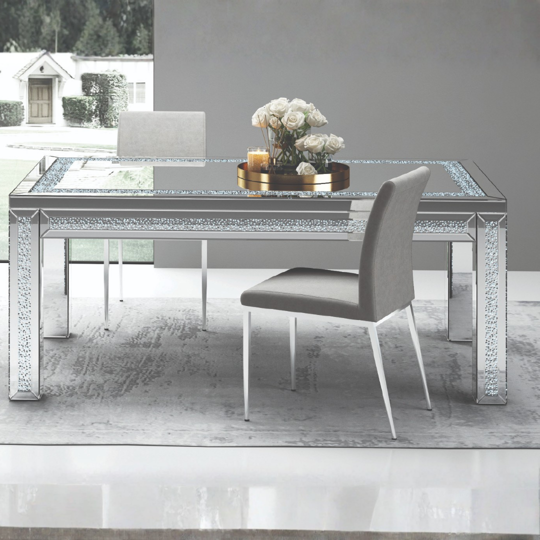 Crystara – Dining Table – Glass with Crushed Crystal Detailing