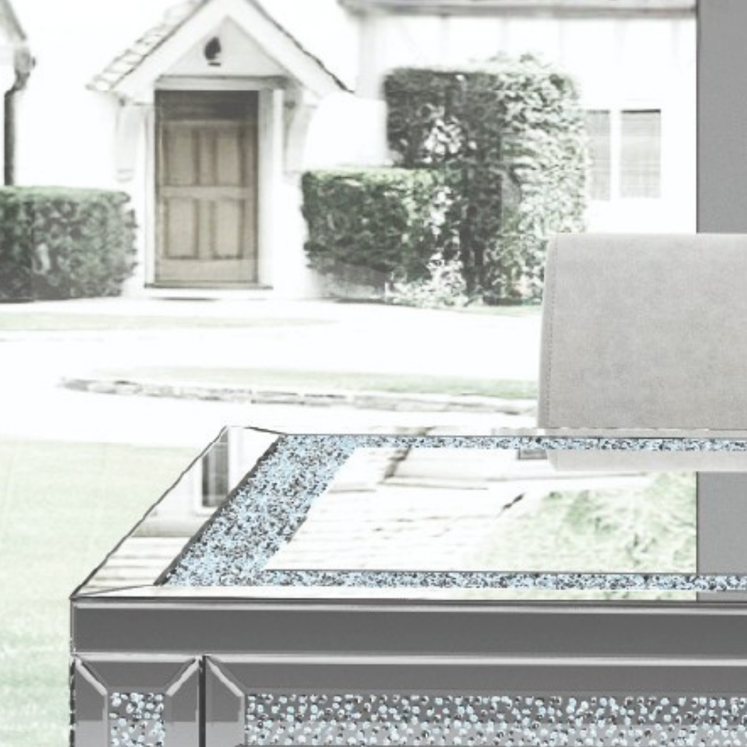 Crystara – Table à manger – Verre avec détails en cristal concassé