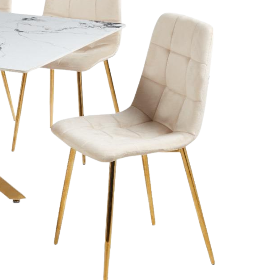 Tavola – Ensemble de salle à manger rectangulaire – Plateau en céramique / Velours beige