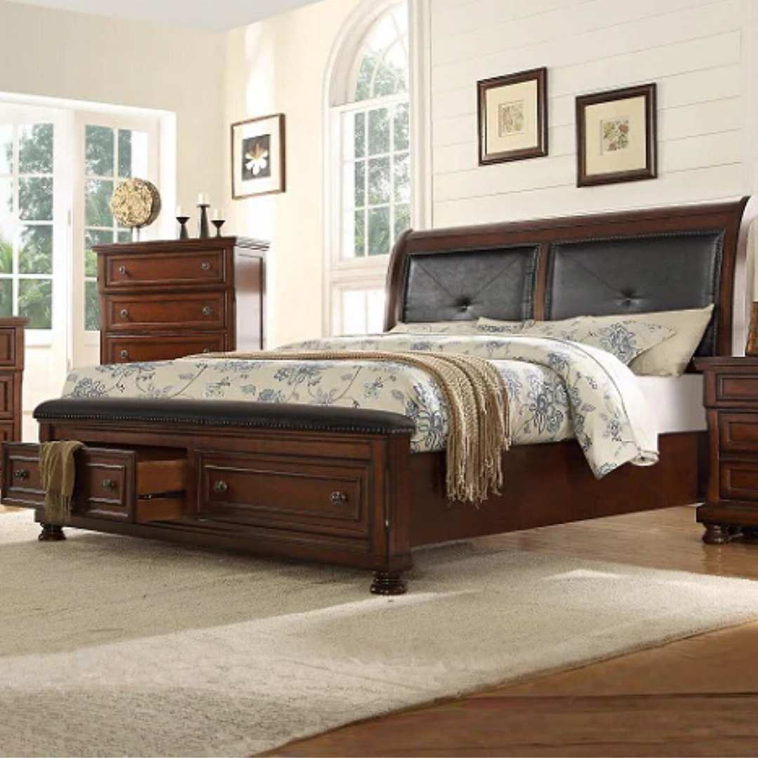 Dakota – Ensemble de chambre à coucher – Grand lit – Noyer foncé