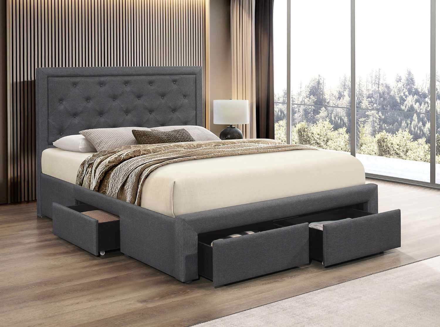 Dark Grey Platform Bed 5295