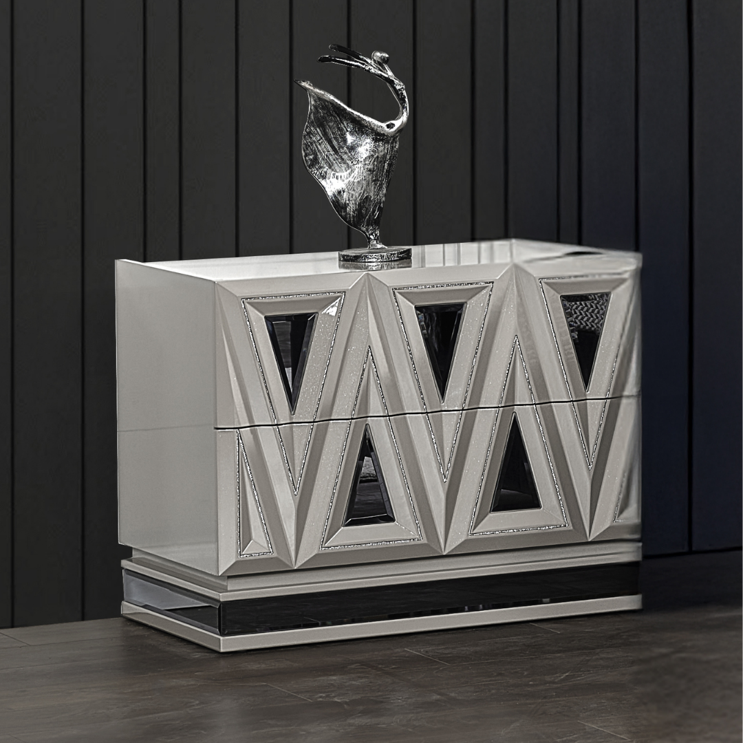 Diamara – Ensemble de chambre à coucher – Queen – Laque grise