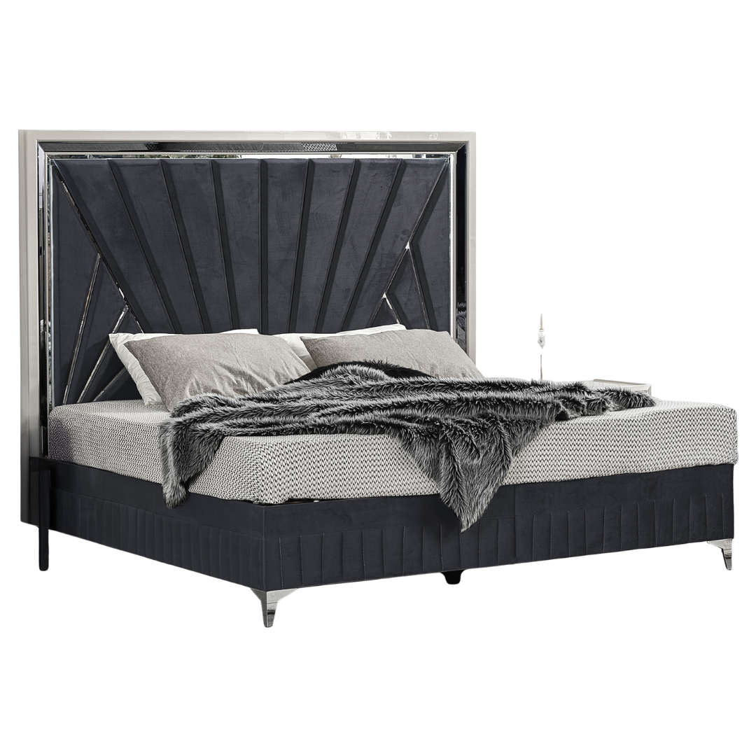 Diamara – Ensemble de chambre à coucher – Queen – Laque grise