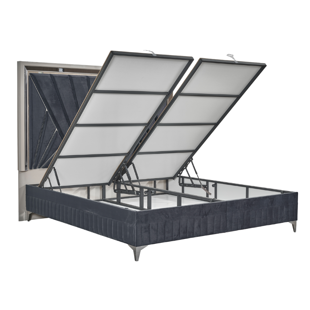 Diamara – Ensemble de chambre à coucher – Queen – Laque grise