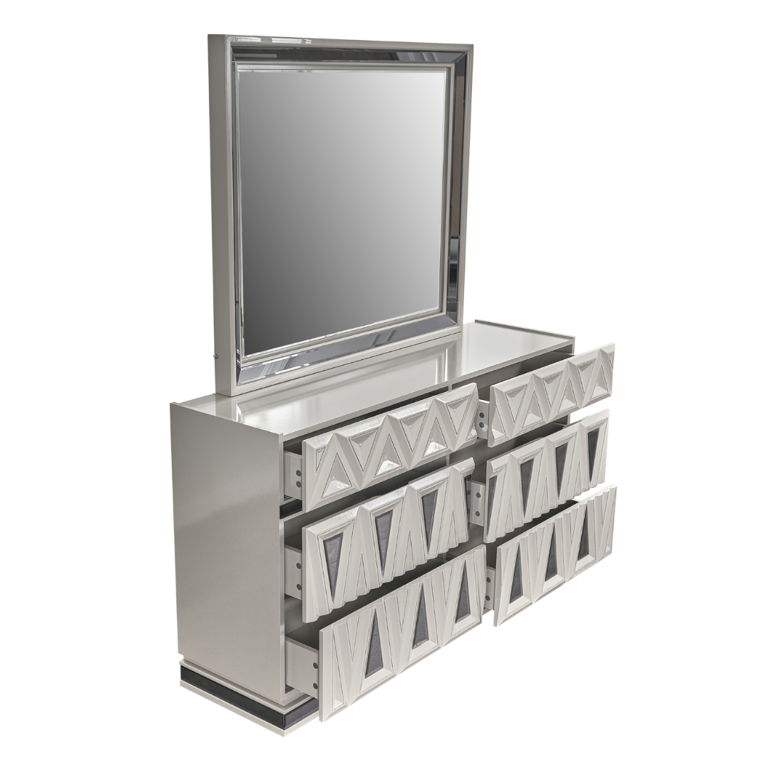 Diamara – Ensemble de chambre à coucher – Queen – Laque grise