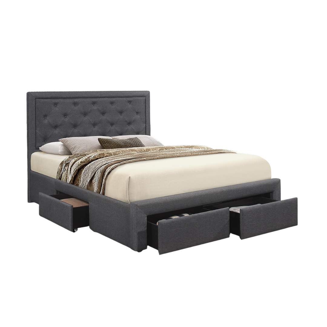 Draxen – Queen Bed – Fabric (Grey)