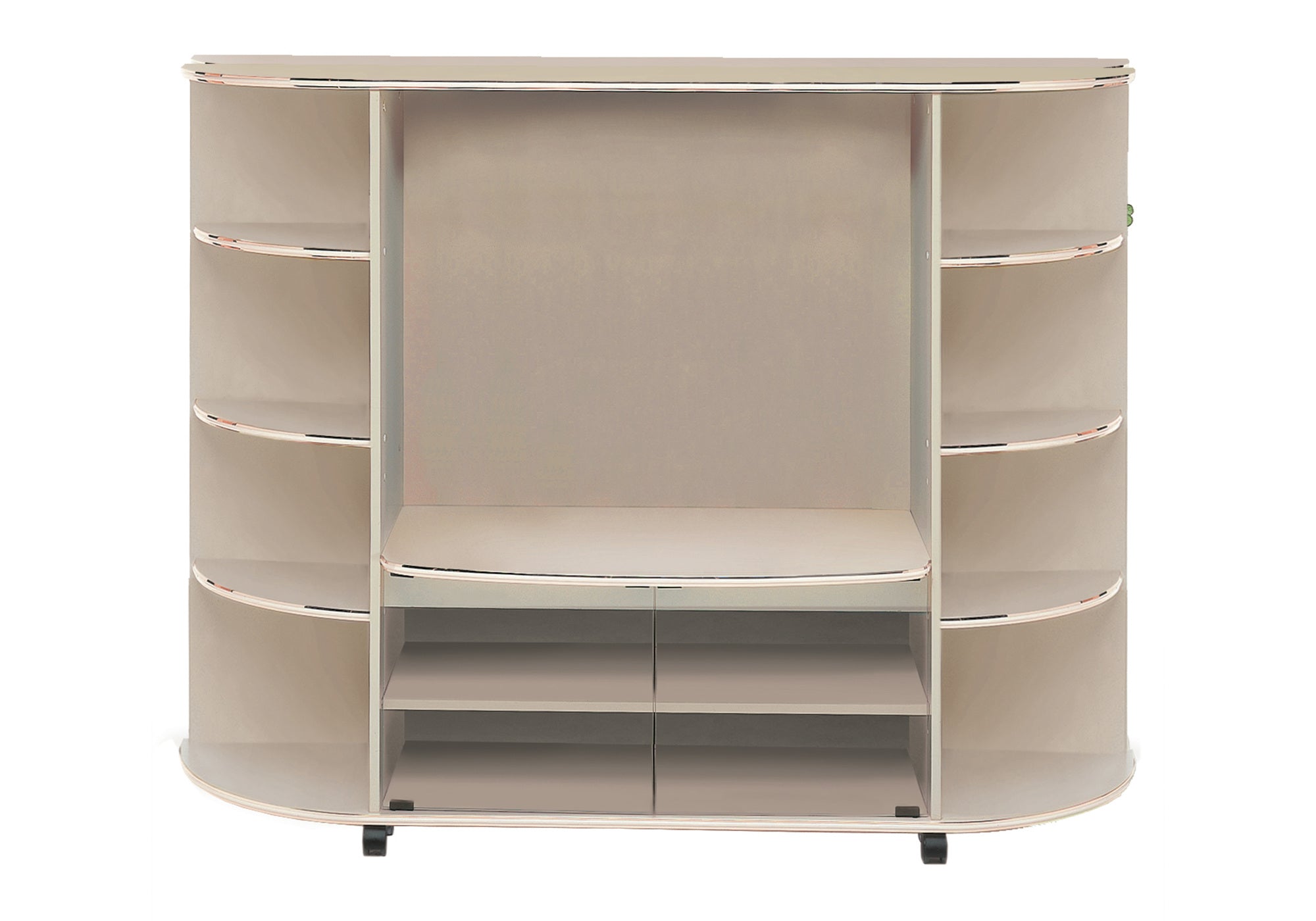 BIBLIOTHÈQUE - MEUBLE DE RANGEMENT AVEC ACCENTS BEIGE / DORÉ # ET 8405