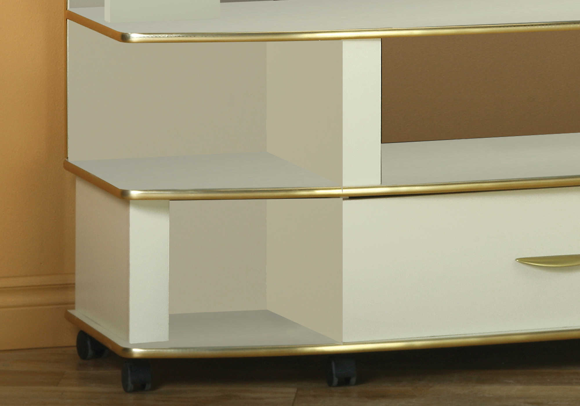 TV STAND - CHAMPAGNE / BRASS / FLAT SCREEN TV # ET 8502