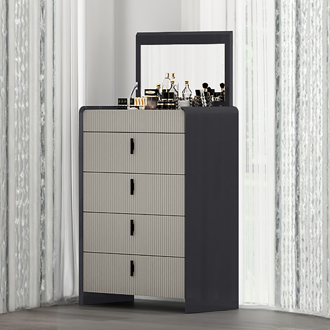 Ensemble chambre king Grayson graphite 6 pièces avec LED ambiant, bois ingénierie, Montréal
