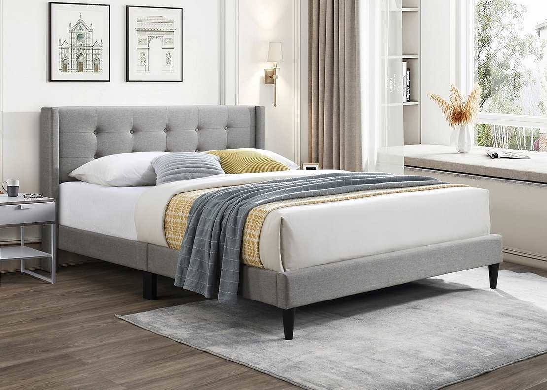 Grey Platform Fabric Bed 5270