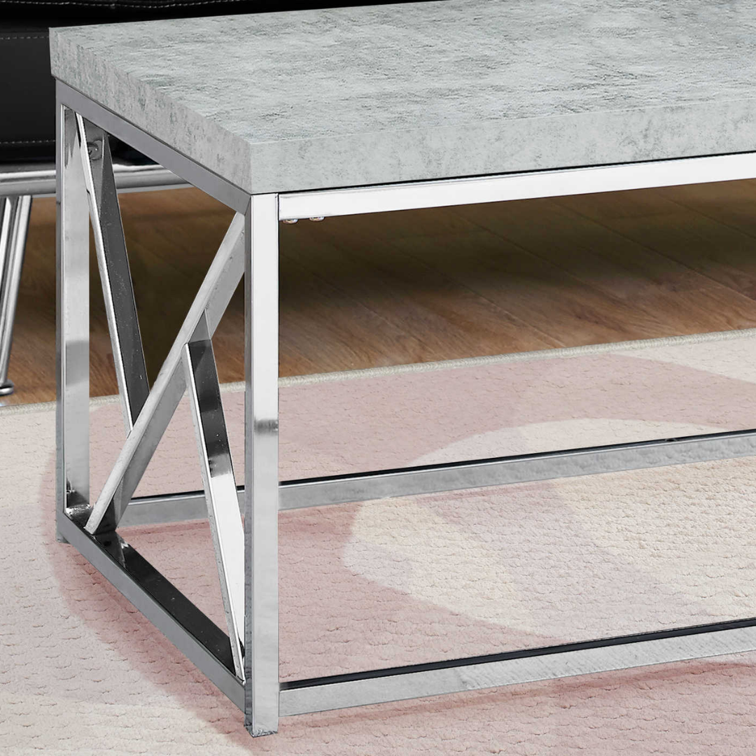 Talom – Table basse – Ciment gris et chrome