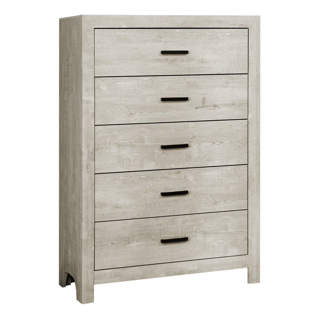 Commode 5 tiroirs en chêne blanchi – Bleachwood