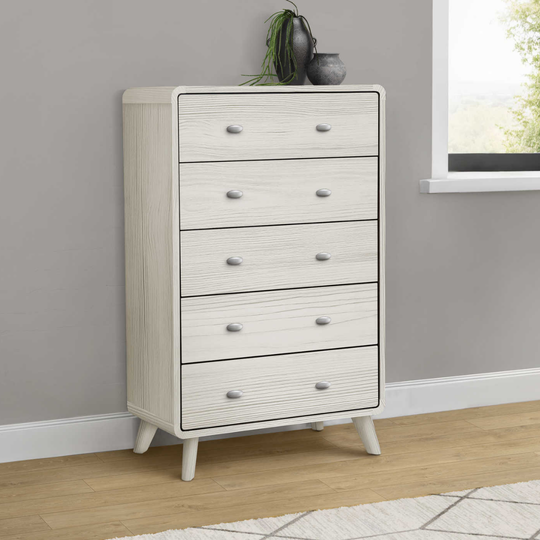 Commode Waldena à 5 tiroirs – Chêne gris