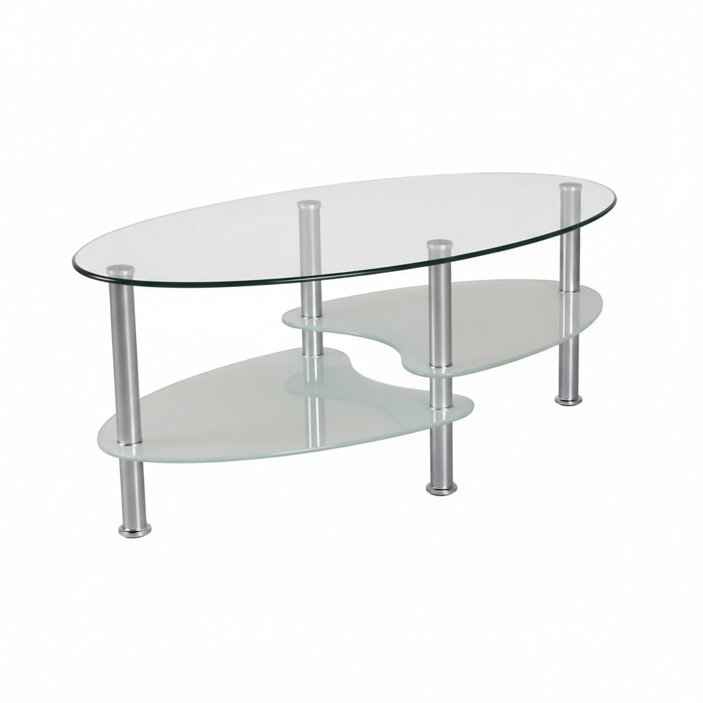 Tivra – Table basse – Verre transparent et chrome