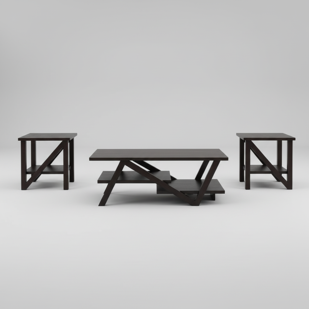 Verin – Ensemble de table basse 3 pièces finition espresso