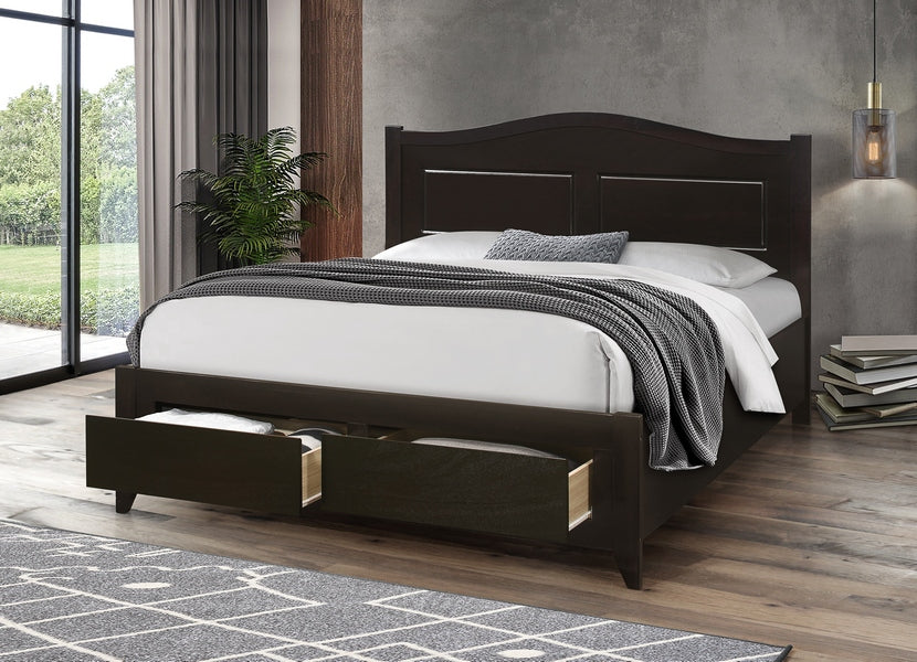 Espresso Bed with Storage Drawers Double 422