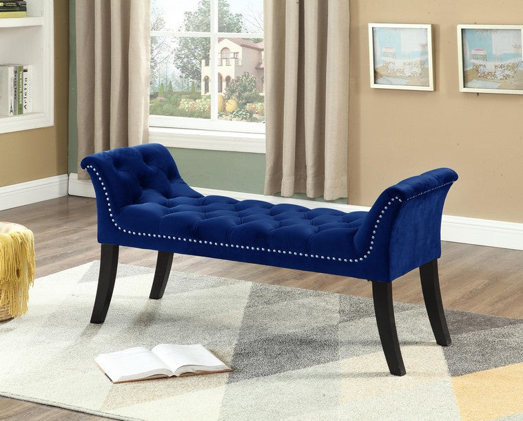 Navy Blue Velvet Bench IF-6232