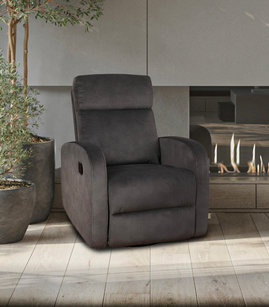 Fauteuil inclinable en tissu anthracite doux avec poignée de traction et mécanisme de glissement pivotant IF-6336