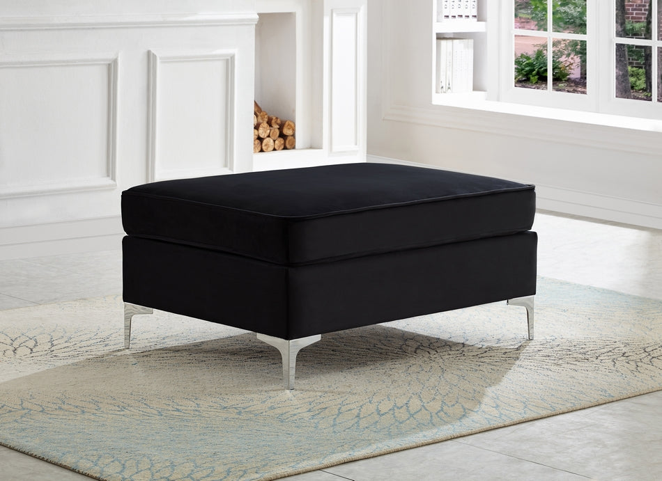 Ensemble de canapé en tissu velours noir avec capitonnage profond 8007