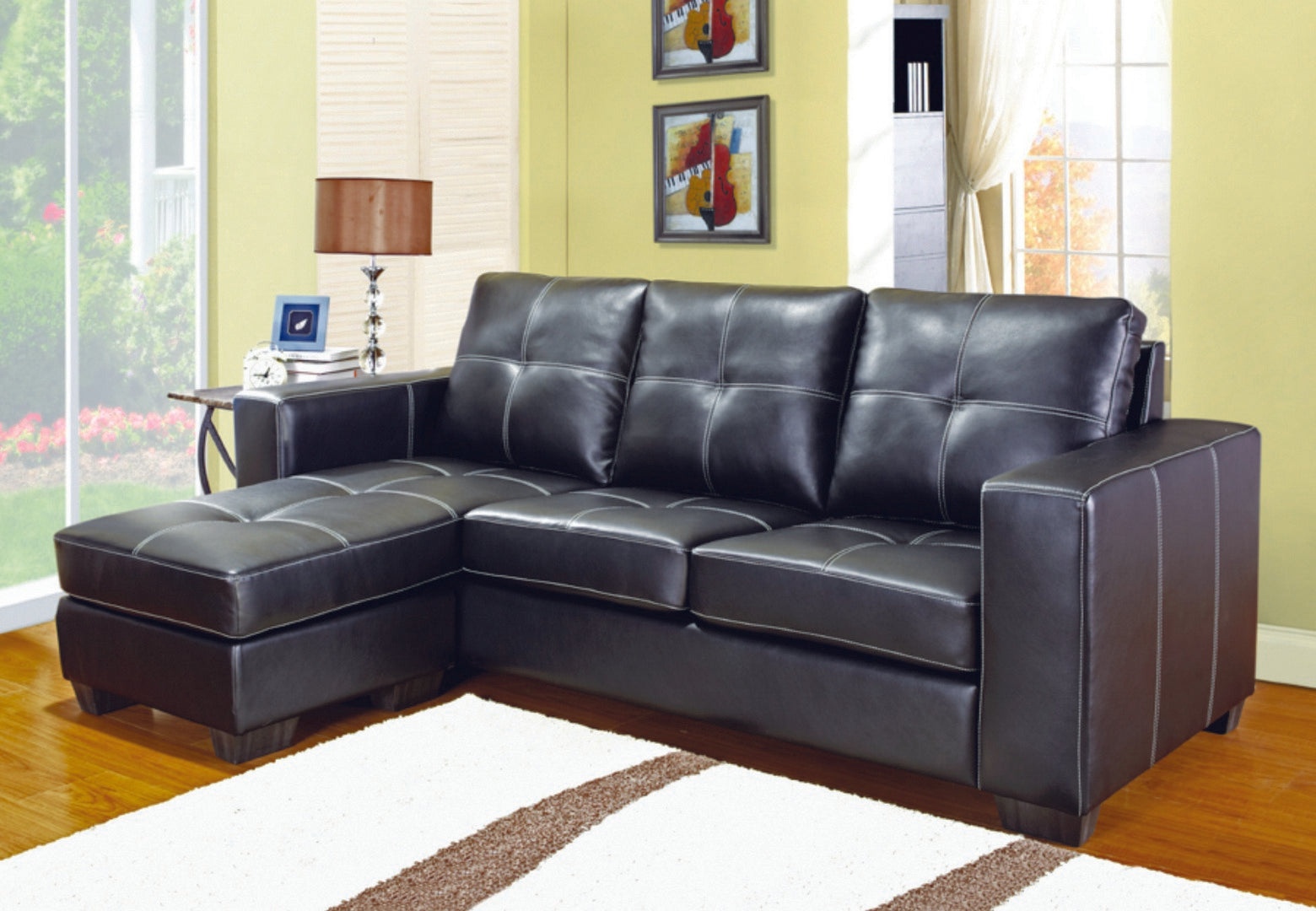 Reversible Sofa Sectional Black 9355