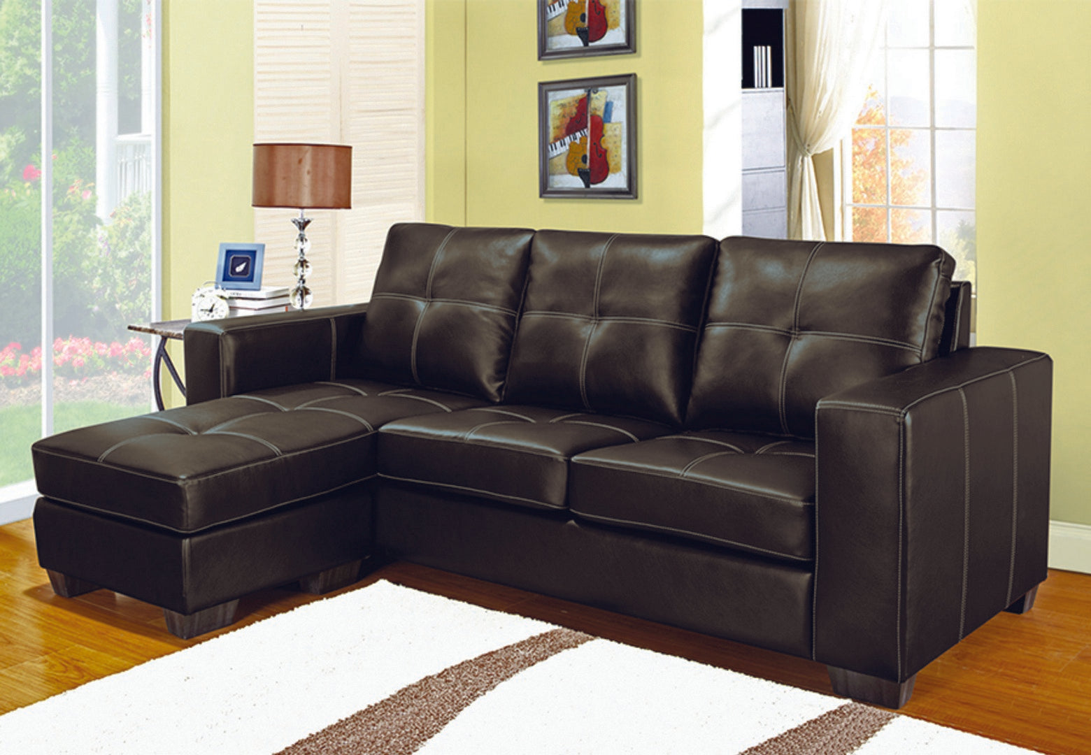 Reversible Sofa Sectional Brown 9356