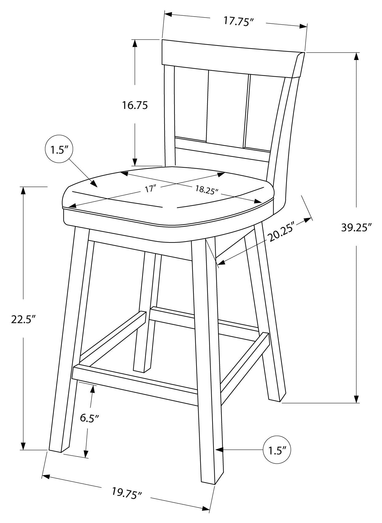 BARSTOOL - 2PCS / 39"H / ESPRESSO / SWIVEL COUNTER HEIGHT # I 1231