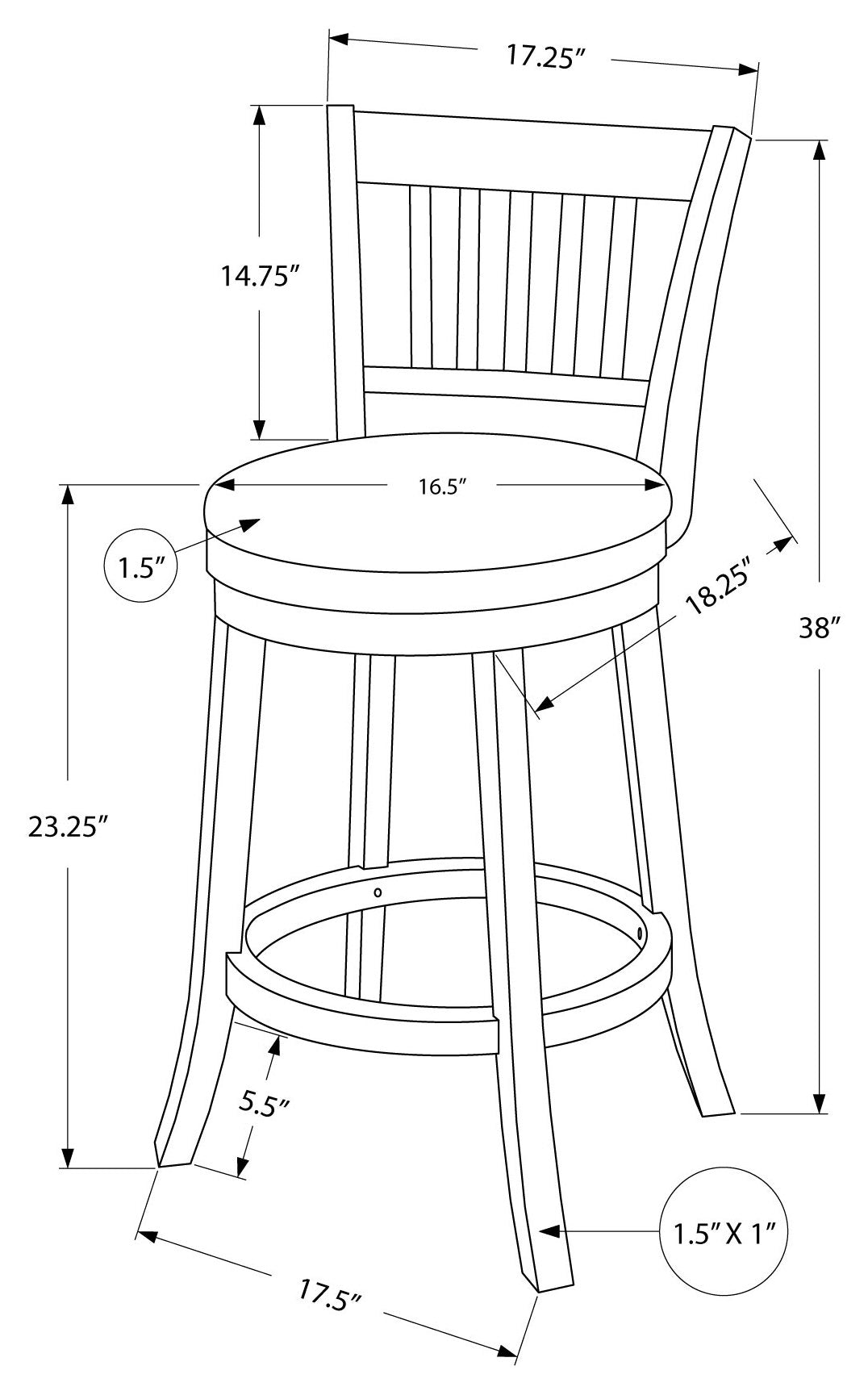 BARSTOOL - 2PCS / 39"H / ESPRESSO / SWIVEL COUNTER HEIGHT # I 1237