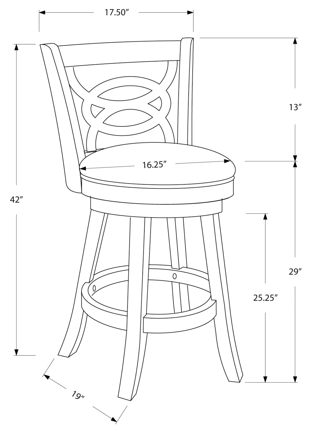 BARSTOOL - 2PCS / 42"H / SWIVEL / DARK OAK BAR HEIGHT # I 1251