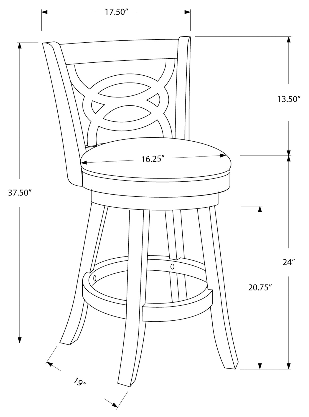 BARSTOOL - 2PCS / 38"H / SWIVEL / OAK COUNTER HEIGHT # I 1252