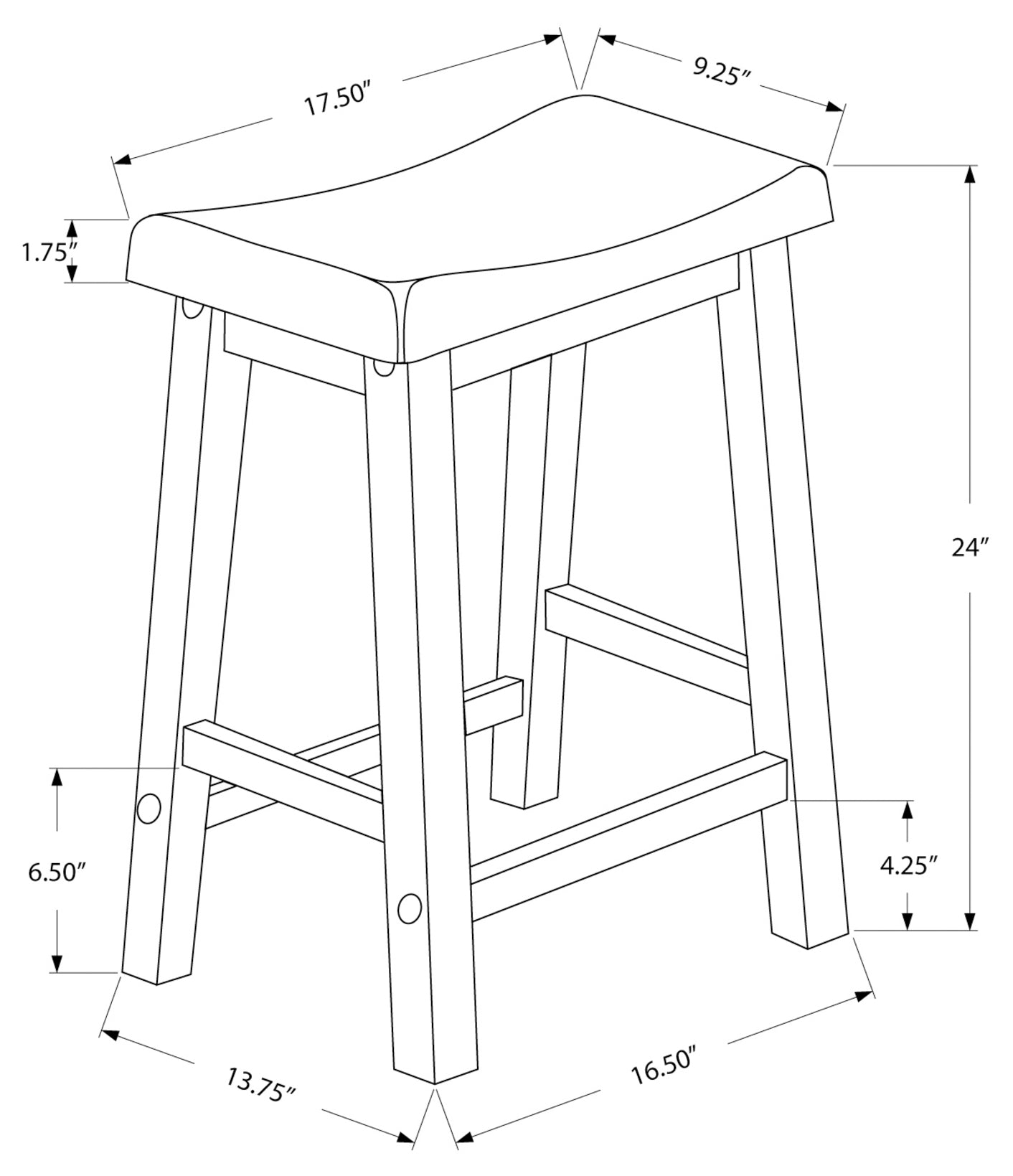 BARSTOOL - 2PCS / 24"H / WHITE SADDLE SEAT # I 1533